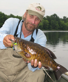 This 4-pound-plus evening smallmouth loved the quiet Foamy Pete.