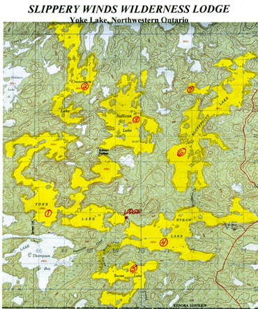 A map of the six lakes to fish