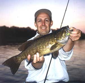 Client Scott Nugent with a 4-pound-plus topwater smallie