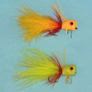 Foam Weedless Roundhead Popper in yellow or chartreuse